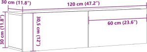 vidaXL Ścienna szafka TV, stare drewno, 120x30x30 cm 10