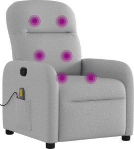 vidaXL vidaXL Rozkładany fotel masujący, szary, obity tkaniną 6