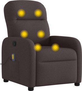 vidaXL vidaXL Rozkładany fotel masujący, ciemnobrązowy, obity tkaniną 6
