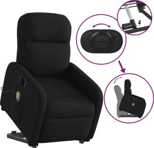 vidaXL vidaXL Podnoszony fotel masujący, elektryczny, rozkładany, czarny 9