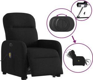 vidaXL vidaXL Podnoszony fotel masujący, elektryczny, rozkładany, czarny 10