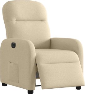 vidaXL vidaXL Elektryczny fotel rozkładany, kremowy, obity tkaniną 3