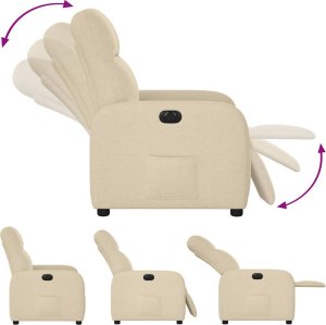 vidaXL vidaXL Elektryczny fotel rozkładany, kremowy, obity tkaniną 8