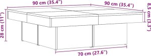 vidaXL vidaXL Stolik kawowy, stare drewno, 90x90x28 cm, płyta wiórowa 9