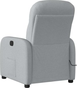 vidaXL vidaXL Rozkładany fotel masujący, jasnoszary, obity tkaniną 5