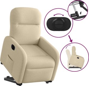 vidaXL vidaXL Podnoszony fotel masujący, elektryczny, rozkładany, kremowy 8