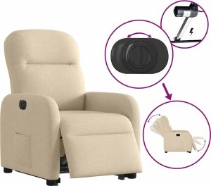 vidaXL vidaXL Podnoszony fotel masujący, elektryczny, rozkładany, kremowy 9