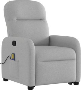 vidaXL vidaXL Podnoszony fotel masujący, rozkładany, szary, tkanina 4