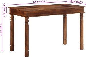 vidaXL vidaXL Stół jadalniany, 120x60x77 cm, lite drewno akacjowe 10