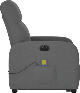 vidaXL vidaXL Podnoszony fotel masujący, elektryczny, rozkładany, ciemnoszary 7