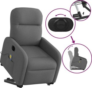 vidaXL vidaXL Podnoszony fotel masujący, elektryczny, rozkładany, ciemnoszary 9