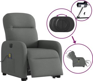 vidaXL vidaXL Podnoszony fotel masujący, elektryczny, rozkładany, ciemnoszary 10