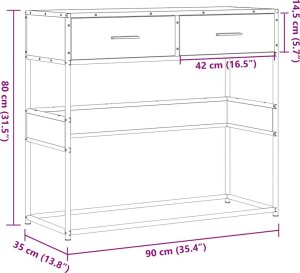 vidaXL Stolik konsolowy, czarny, 90x35x80 cm 10