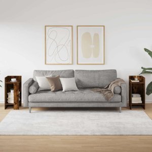 vidaXL vidaXL Stoliki boczne 2 szt. z półką, przydymiony dąb, 25,5x27x60 cm 3