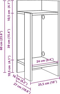 vidaXL vidaXL Stoliki boczne 2 szt. z półką, przydymiony dąb, 25,5x27x60 cm 10