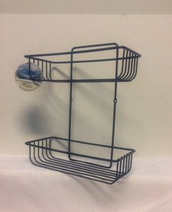Koszyk prysznicowy AWD Interior Półka druciana pod prysznic dwa poziomy czarna loft 33,5x28 cm 2