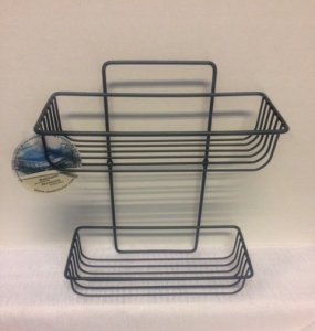 Koszyk prysznicowy AWD Interior Półka druciana pod prysznic dwa poziomy czarna loft 33,5x28 cm 3