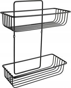 Koszyk prysznicowy AWD Interior Półka druciana pod prysznic dwa poziomy czarna loft 33,5x28 cm 4