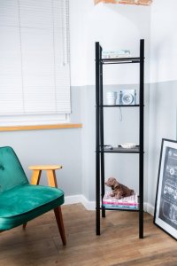 AWD Interior Regał metalowy czarny 148x37,2x34,5cm 4 półki stal malowana 4