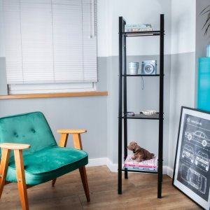 AWD Interior Regał metalowy czarny 148x37,2x34,5cm 4 półki stal malowana 5