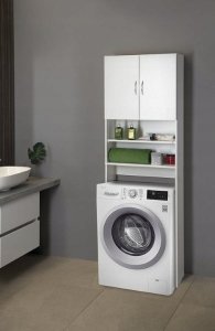 Deftrans Szafka nad pralkę biała 64x189x25cm laminowana Katania 3