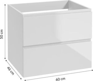 Deftrans Szafka łazienkowa biała 60x50 cm wisząca bez blatu pod umywalkę 3