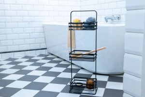 AWD Interior Regał stalowy łazienkowy czarny 75,5x24,4x17 cm 3 półki druciane 3