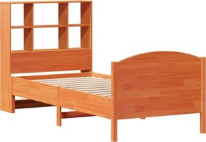 vidaXL Łóżko z regałem, bez materaca, woskowy brąz, 100x200 cm, sosna 3
