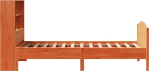 vidaXL Łóżko z regałem, bez materaca, woskowy brąz, 100x200 cm, sosna 5