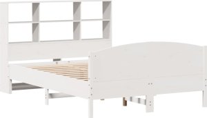 vidaXL Łóżko z regałem, bez materaca, białe, 160x200 cm, sosnowe 3