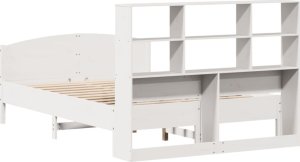 vidaXL Łóżko z regałem, bez materaca, białe, 160x200 cm, sosnowe 6