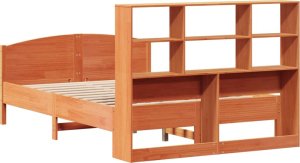 vidaXL Łóżko z regałem, bez materaca, 140x200 cm, lite drewno sosnowe 6