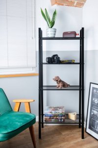 AWD Interior Regał metalowy czarny 148x61,8x34,5 cm 4 półki stal malowana 4