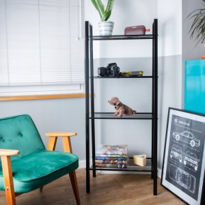 AWD Interior Regał metalowy czarny 148x61,8x34,5 cm 4 półki stal malowana 5