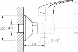 Bateria umywalkowa PSB Bateria umywalkowa jednouchwytowa ścienna 35 mm chrom Vivo 2