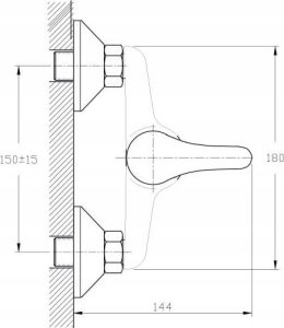 Bateria umywalkowa PSB Bateria umywalkowa jednouchwytowa ścienna 35 mm chrom Vivo 3