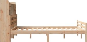 vidaXL Łóżko z regałem, bez materaca, 140x200 cm, lite drewno sosnowe 5