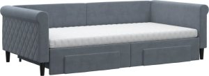 vidaXL Sofa rozsuwana z szufladami, ciemnoszara, 100x200 cm, aksamit 3