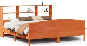 vidaXL Łóżko z regałem, bez materaca, 180x200 cm, lite drewno sosnowe 2