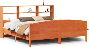 vidaXL Łóżko z regałem, bez materaca, woskowy brąz, 200x200cm, sosnowe 2