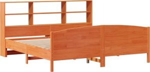 vidaXL Łóżko z regałem, bez materaca, woskowy brąz, 200x200cm, sosnowe 3