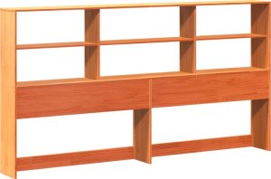 vidaXL Łóżko z regałem, bez materaca, woskowy brąz, 200x200cm, sosnowe 7