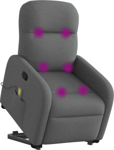 vidaXL Podnoszony fotel masujący, rozkładany, ciemnoszary, tkanina 3