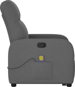 vidaXL Podnoszony fotel masujący, rozkładany, ciemnoszary, tkanina 6