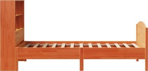vidaXL Łóżko z regałem, bez materaca, woskowy brąz, 75x190 cm, sosnowe 5