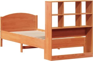 vidaXL Łóżko z regałem, bez materaca, woskowy brąz, 75x190 cm, sosnowe 6