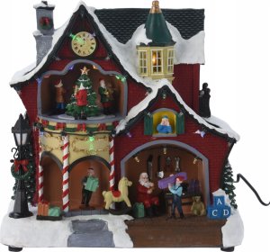 Dekoracja świąteczna Home Styling Collection Ruchoma scenka świąteczna Siedziba Mikołaja 1
