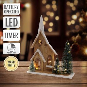 Home Styling Collection Figurka z drewna jodłowego z LED Dom, 34 cm 1