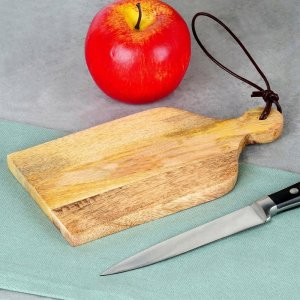 Deska do krojenia Home Styling Collection Deska do krojenia z drewna mango, z uchwytem, 10 x 19,5 x 1,3 cm 4