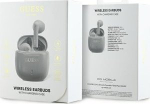 Słuchawki Guess Guess Bluetooth headphones GUTWSJ14ESGE TWS + docking station taupe Printed Classic Logo 4